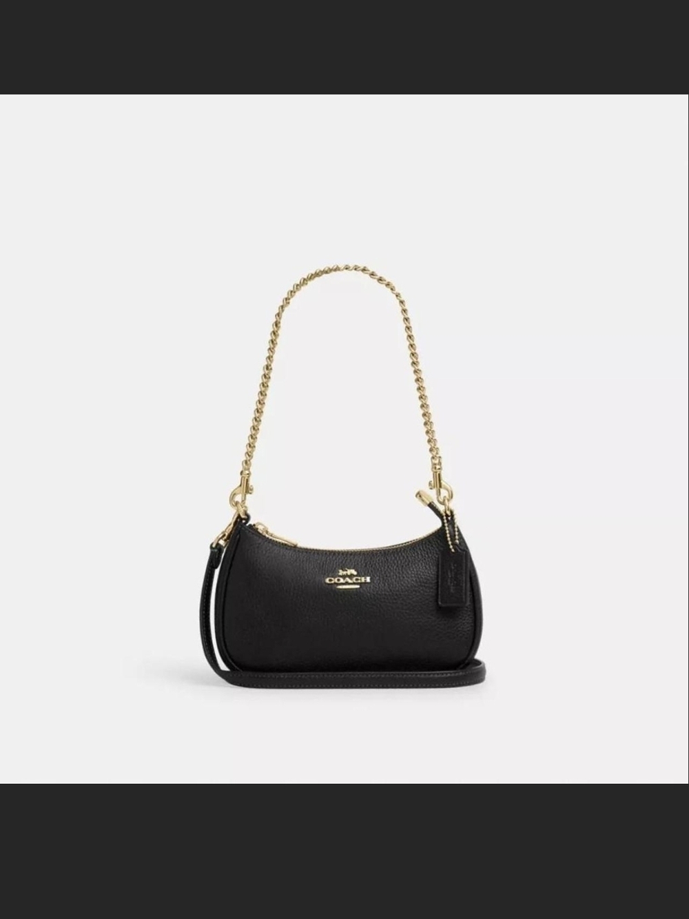 Coach Teri Leather Mini Shoulder Bag with Gold Chain